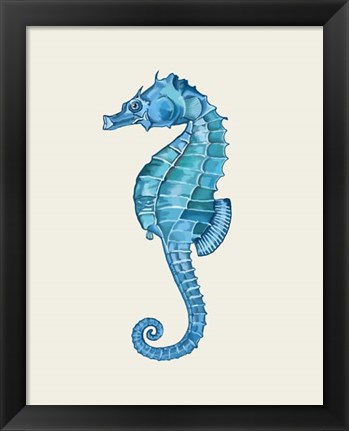 Framed Blue Seahorse Print