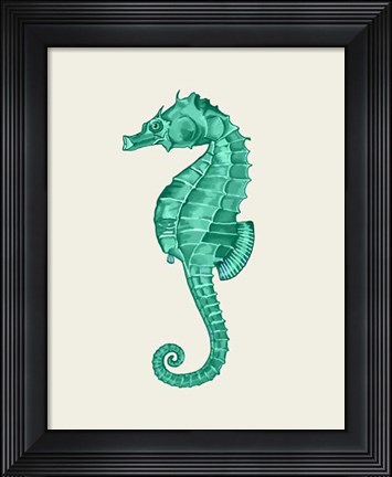 Framed Seahorse in Green Print