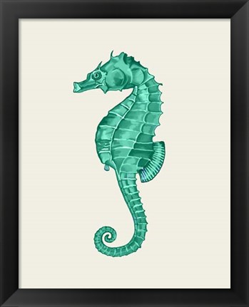 Framed Seahorse in Green Print