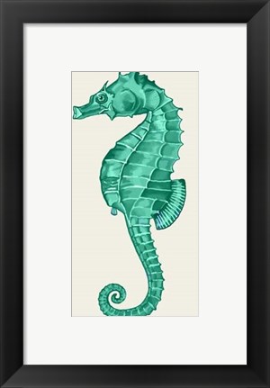 Framed Seahorse in Green Print