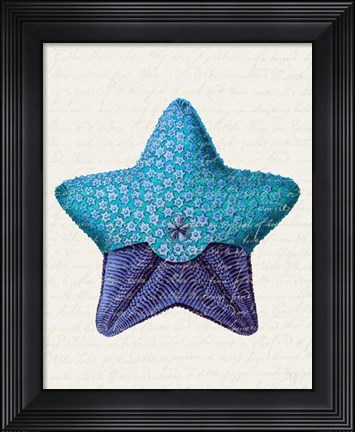 Framed Starfish in Shades of Blue a Print