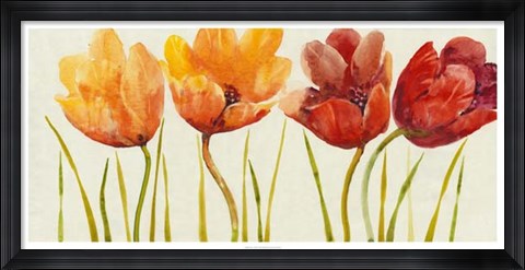 Framed Row of Tulips I Print