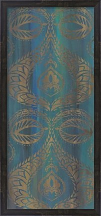 Framed Blue Arabesque I Print