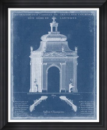 Framed Garden Treillage Blueprint I Print