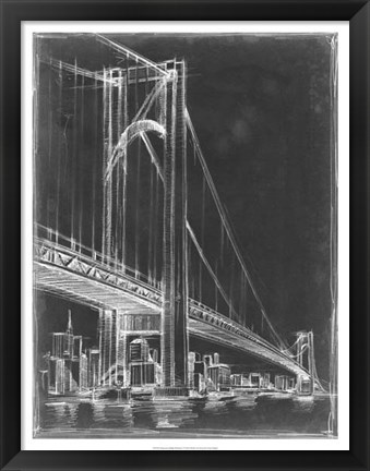 Framed Suspension Bridge Blueprint I Print