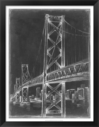 Framed Suspension Bridge Blueprint II Print