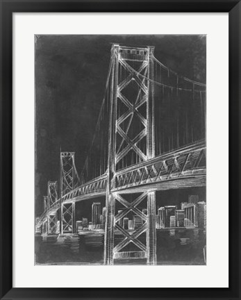 Framed Suspension Bridge Blueprint II Print
