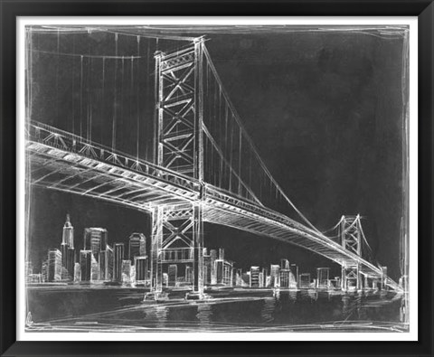 Framed Suspension Bridge Blueprint III Print