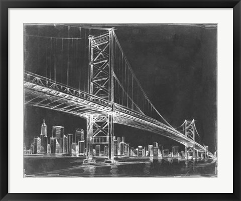 Framed Suspension Bridge Blueprint III Print