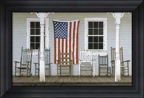 Framed Chair Family With Flag Print