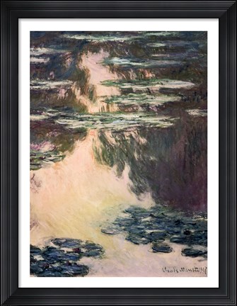 Framed Waterlilies with Weeping Willows, 1907 Print
