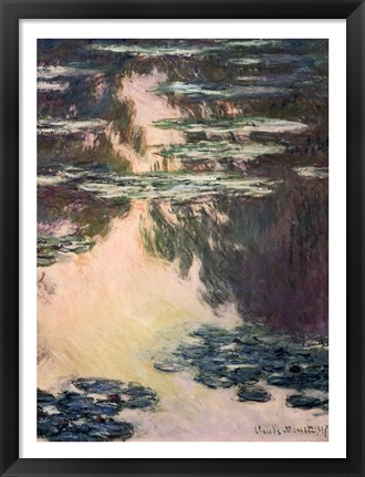 Framed Waterlilies with Weeping Willows, 1907 Print