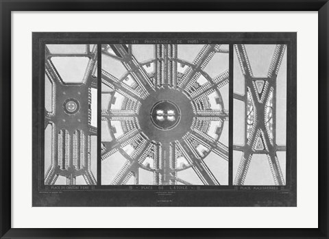 Framed French Garden Blueprint I Print
