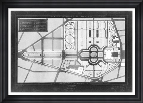 Framed French Garden Blueprint II Print