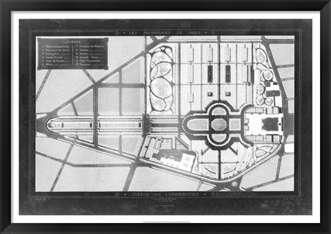 Framed French Garden Blueprint II Print