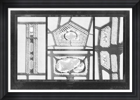 Framed French Garden Blueprint III Print
