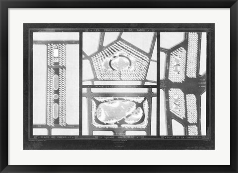 Framed French Garden Blueprint III Print