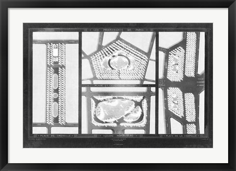 Framed French Garden Blueprint III Print