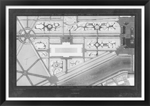 Framed French Garden Blueprint IV Print