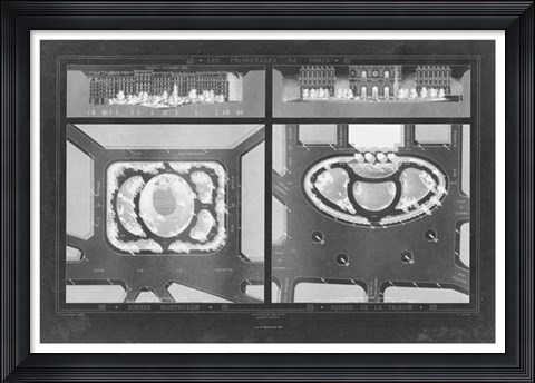 Framed French Garden Blueprint V Print