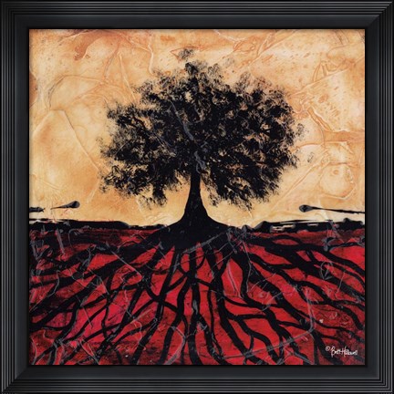 Framed Tree with Roots I Print