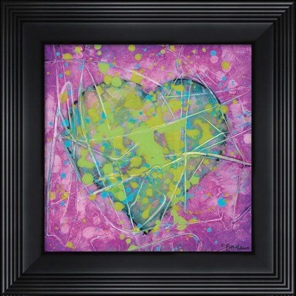 Framed Emotions Green Heart Print