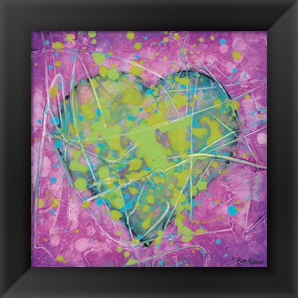 Framed Emotions Green Heart Print