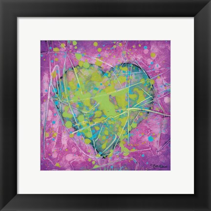 Framed Emotions Green Heart Print