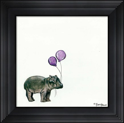 Framed Nursery Hippo Print