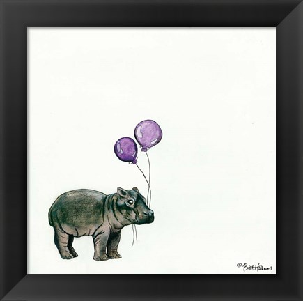 Framed Nursery Hippo Print