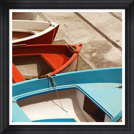 Framed Colorful Boats Print