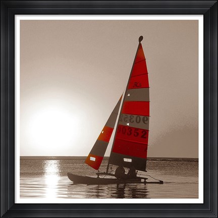 Framed Sailboat Sunset Print
