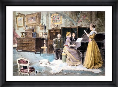 Framed Rehearsal At Meyerbeers Home Print