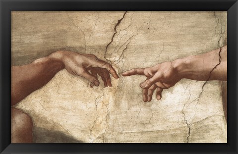 Framed Creation Of Adam (detail of hands) Print