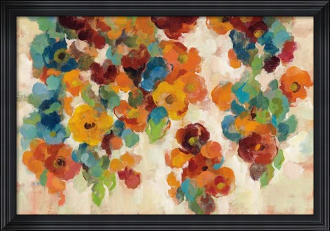 Framed Spice and Turquoise Florals Print