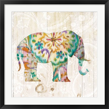 Framed Boho Paisley Elephant I Print