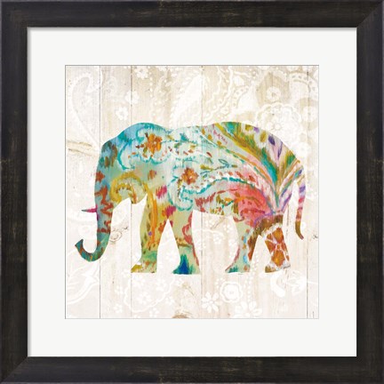 Framed Boho Paisley Elephant II Print