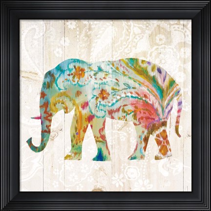 Framed Boho Paisley Elephant II Print