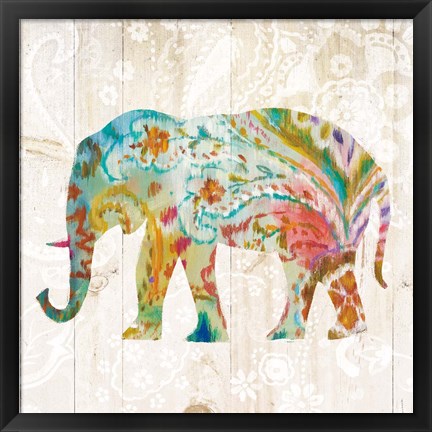 Framed Boho Paisley Elephant II Print