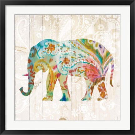 Framed Boho Paisley Elephant II Print