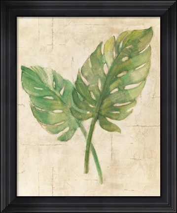 Framed Monstera Leaves Neutral Crop Print