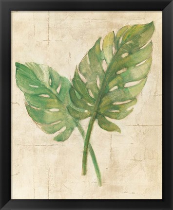 Framed Monstera Leaves Neutral Crop Print