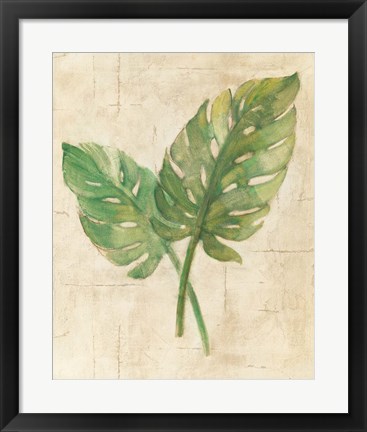 Framed Monstera Leaves Neutral Crop Print