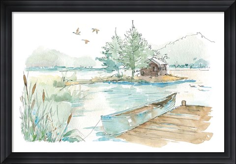 Framed Lakehouse II on White Print