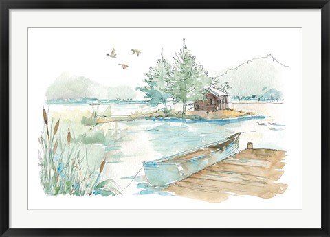 Framed Lakehouse II on White Print