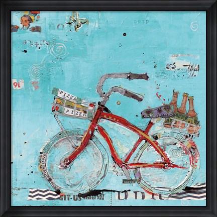Framed Pizza and Beer Blue Print