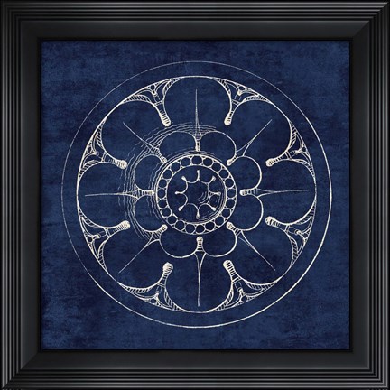 Framed Rosette III Indigo Print