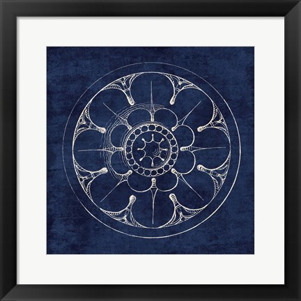 Framed Rosette III Indigo Print