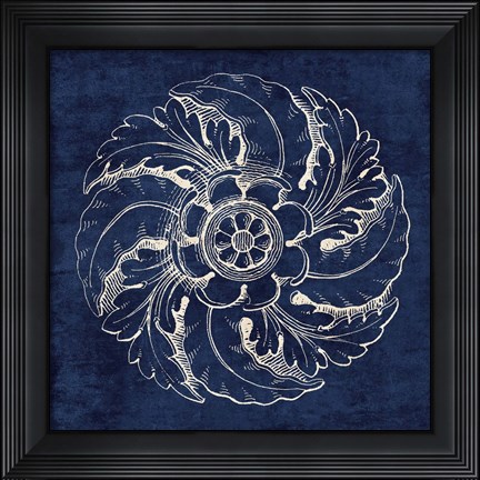 Framed Rosette IV Indigo Print