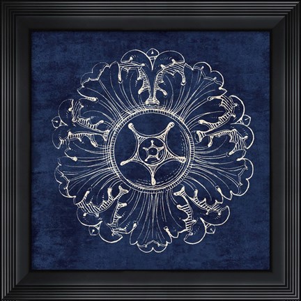 Framed Rosette VI Indigo Print